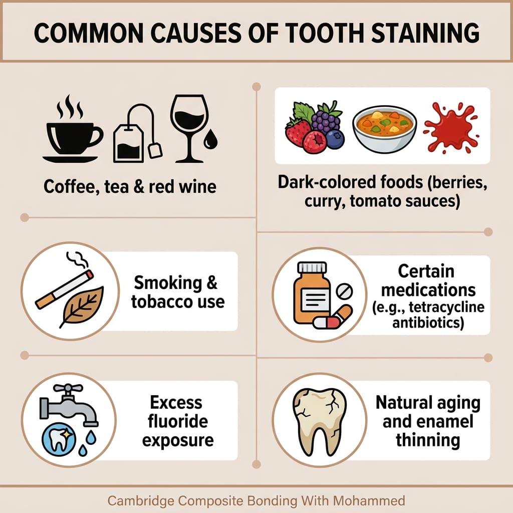What causes teeth to stain